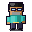 Pixel buddy with curly hair, round glasses and a teal hoodie